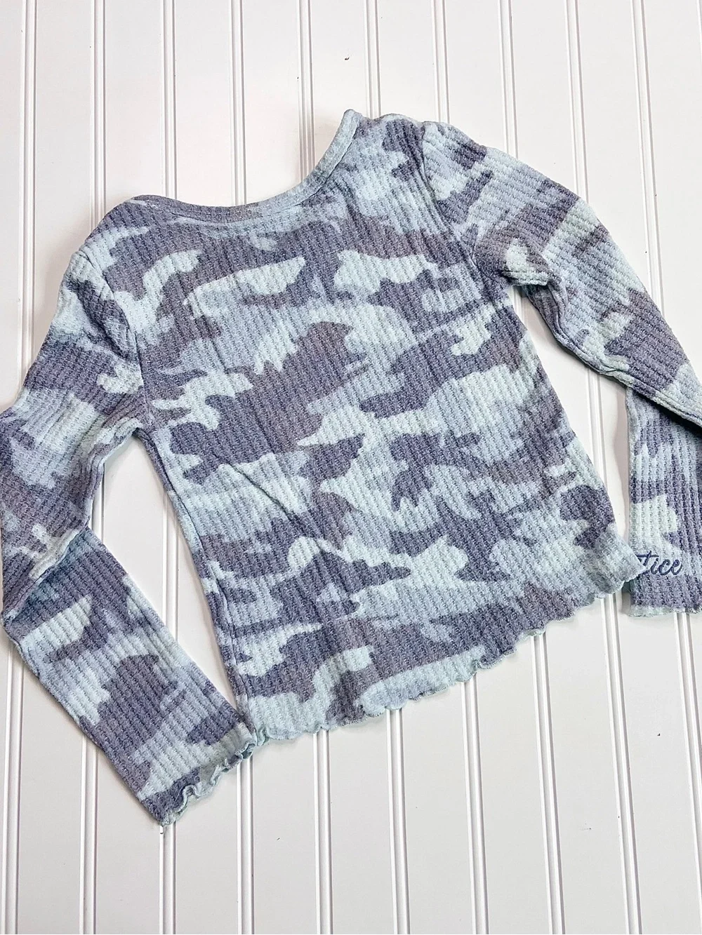 •Justice• waffle knit camo top